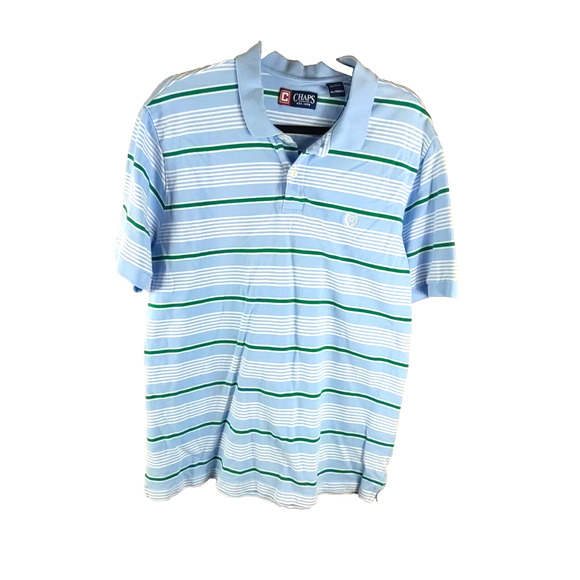 Chaps Mens Polo Shirt Blue Green White Stripe Size X Large - Picture 7 of 7
